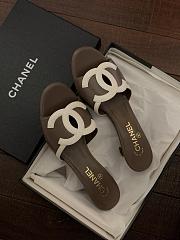 Fortok Chanel CC Logo Slide Mules Taupe Brown - 2