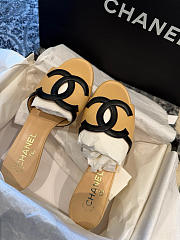 Fortok Chanel CC Logo Slide Mules Beige Brown - 3