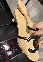 Fortok Chanel CC Logo Slide Mules Beige Brown - 2