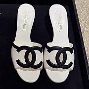 Fortok Chanel CC Logo Slide Mules White - 1