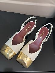 Fortok Chanel 2026ss Slingback pumps Square-toed White-Gold - 1