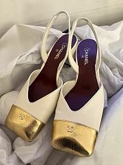 Fortok Chanel 2026ss Slingback pumps Square-toed White-Gold - 6
