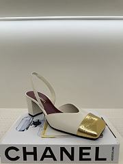 Fortok Chanel 2026ss Slingback pumps Square-toed White-Gold - 5