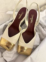 Fortok Chanel 2026ss Slingback pumps Square-toed White-Gold - 4