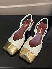 Fortok Chanel 2026ss Slingback pumps Square-toed White-Gold - 3