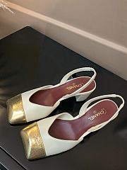 Fortok Chanel 2026ss Slingback pumps Square-toed White-Gold - 2
