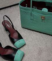 Fortok Chanel 2026ss Slingback pumps Square-toed Black-Mint  - 2