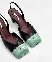 Fortok Chanel 2026ss Slingback pumps Square-toed Black-Mint  - 3