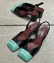 Fortok Chanel 2026ss Slingback pumps Square-toed Black-Mint  - 4