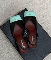 Fortok Chanel 2026ss Slingback pumps Square-toed Black-Mint  - 5