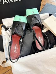 Fortok Chanel 2026ss Slingback pumps Square-toed Black-Mint  - 6