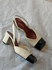 Fortok Chanel 2026ss Slingback pumps Square-toed White-Black - 4