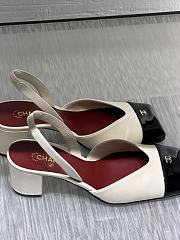 Fortok Chanel 2026ss Slingback pumps Square-toed White-Black - 6