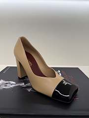 Fortok Chanel 2026ss Heels Square-toed White Beige-Black  - 3