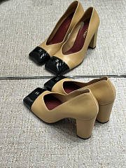 Fortok Chanel 2026ss Heels Square-toed White Beige-Black  - 5