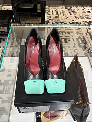 Fortok Chanel 2026ss Heels Square-toed White Black-Mint - 3