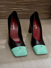 Fortok Chanel 2026ss Heels Square-toed White Black-Mint - 4