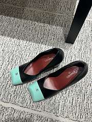 Fortok Chanel 2026ss Heels Square-toed White Black-Mint - 5