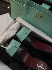 Fortok Chanel 2026ss Heels Square-toed White Black-Mint - 6