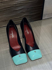 Fortok Chanel 2026ss Heels Square-toed White Black-Mint - 1