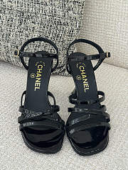 Fortok Chanel Sandals Patent Leather Black 95mm - 1