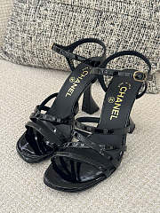 Fortok Chanel Sandals Patent Leather Black 95mm - 6