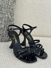 Fortok Chanel Sandals Patent Leather Black 95mm - 5