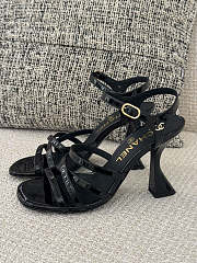 Fortok Chanel Sandals Patent Leather Black 95mm - 2