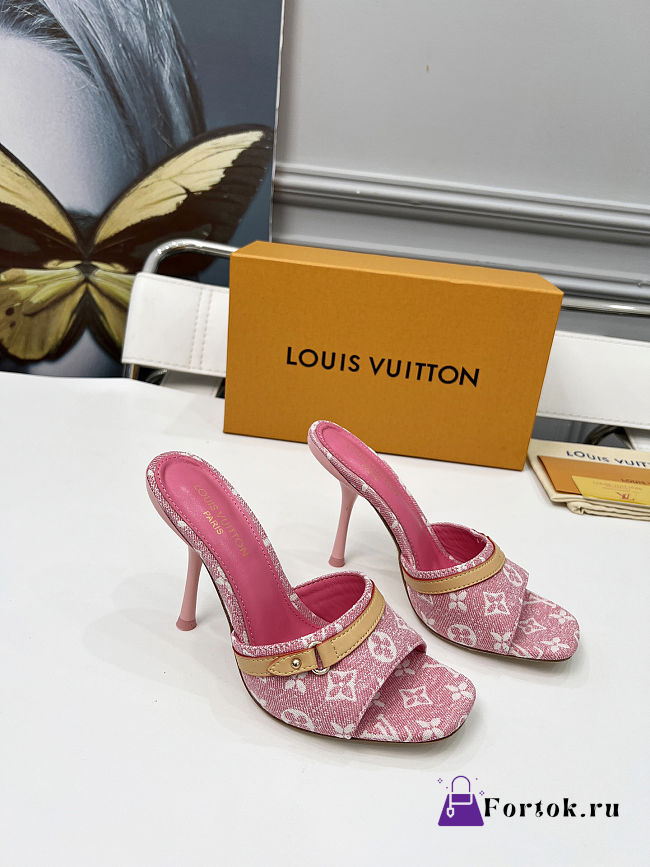 Fortok Louis Vuitton 6AM Mules Monogram Denim Pink 9cm - 1