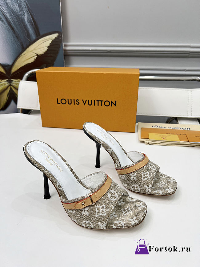 Fortok Louis Vuitton 6AM Mules Monogram Denim Light Brown 9cm - 1