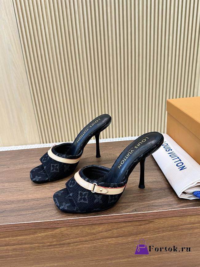 Fortok Louis Vuitton 6AM Mules Monogram Denim Black 9cm - 1