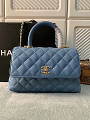 Fortok Chanel Small Coco Handle bag Blue 23cm - 1