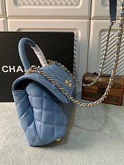 Fortok Chanel Small Coco Handle bag Blue 23cm - 5