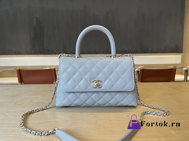 Fortok Chanel Small Coco Handle bag Light Blue 23cm - 1