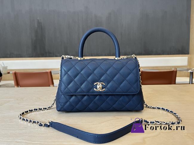 Fortok Chanel Small Coco Handle bag Navy Blue 23cm - 1