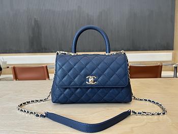 Fortok Chanel Small Coco Handle bag Navy Blue 23cm