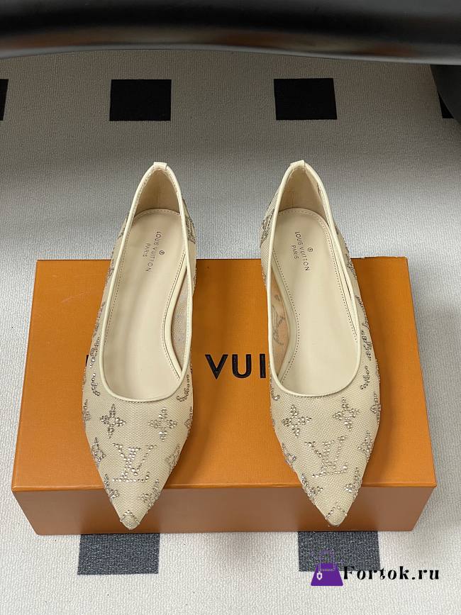Fortok Louis Vuitton Gala flat ballerina Mesh Beige  - 1