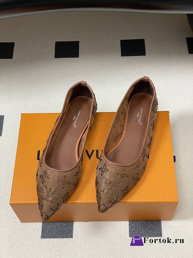 Fortok Louis Vuitton Gala flat ballerina Mesh Brown - 1