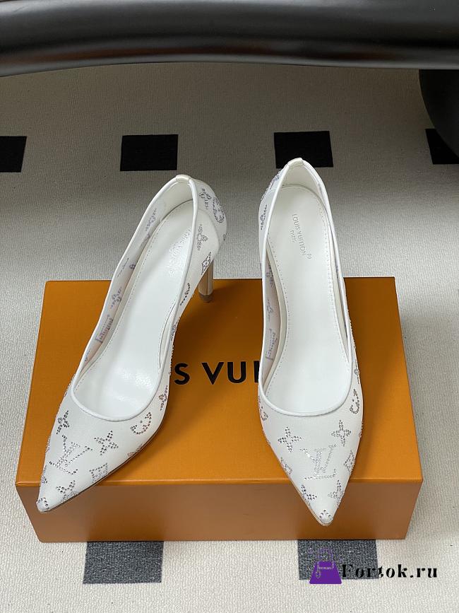 Fortok Louis Vuitton Gala Heels Ballerina Mesh White 8.5cm - 1