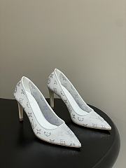 Fortok Louis Vuitton Gala Heels Ballerina Mesh White 8.5cm - 6