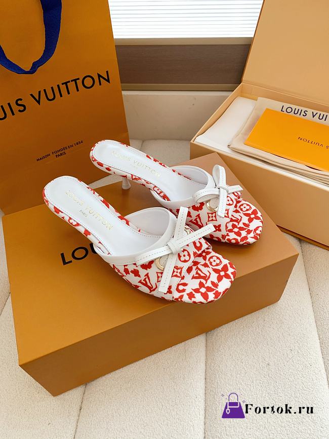 Fortok Louis Vuitton x Takashi Murakami 6AM Mule White and Red 5.5cm - 1
