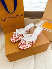 Fortok Louis Vuitton x Takashi Murakami 6AM Mule White and Red 5.5cm - 4