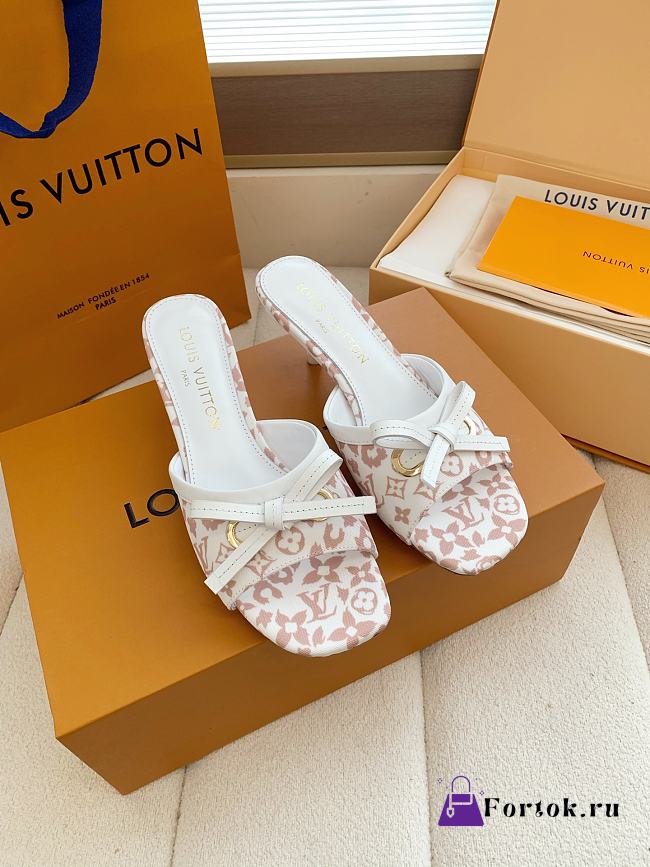Fortok Louis Vuitton x Takashi Murakami 6AM Mule White and Brown 5.5cm - 1