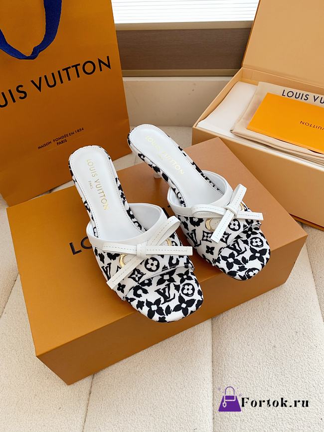 Fortok Louis Vuitton x Takashi Murakami 6AM Mule White and Black 5.5cm - 1