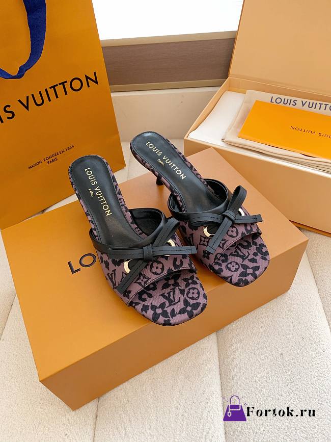 Fortok Louis Vuitton x Takashi Murakami 6AM Mule Brown and Black 5.5cm - 1