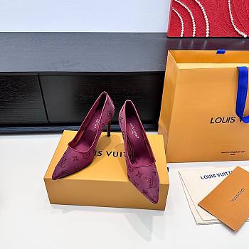 Fortok Louis Vuitton Gala Heels Ballerina Mesh Burgundy 8.5cm