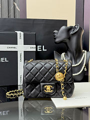 Fortok Chanel Mini Flap Bag With Gold Ball Charm Black 18×13×7cm - 1