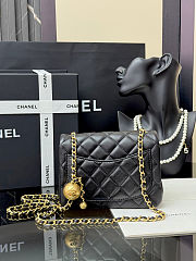 Fortok Chanel Mini Flap Bag With Gold Ball Charm Black 18×13×7cm - 2