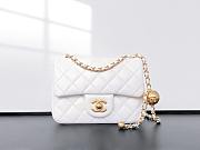 Fortok Chanel Mini Flap Bag With Gold Ball Charm White 18×13×7cm - 1