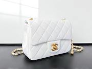 Fortok Chanel Mini Flap Bag With Gold Ball Charm White 18×13×7cm - 3